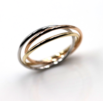 Size W Solid 1.5mm 9ct Yellow, White, Rose Gold Russian Wedding Ring Bands.