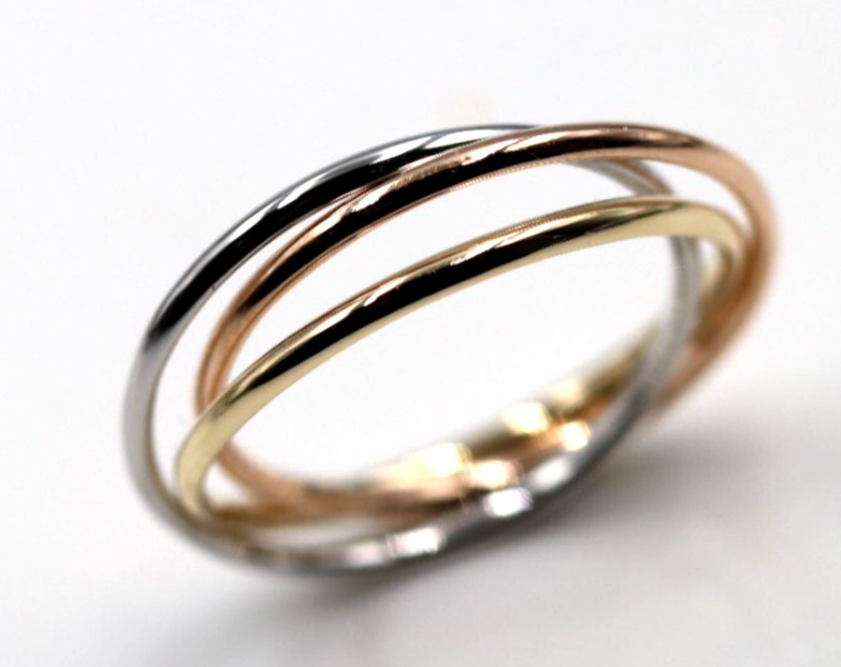 Size W Solid 1.5mm 9ct Yellow, White, Rose Gold Russian Wedding Ring Bands.