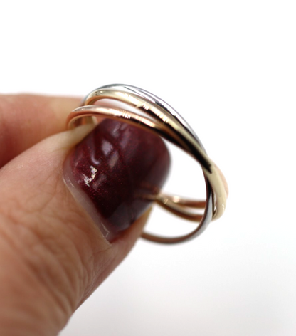 Size W Solid 1.5mm 9ct Yellow, White, Rose Gold Russian Wedding Ring Bands.