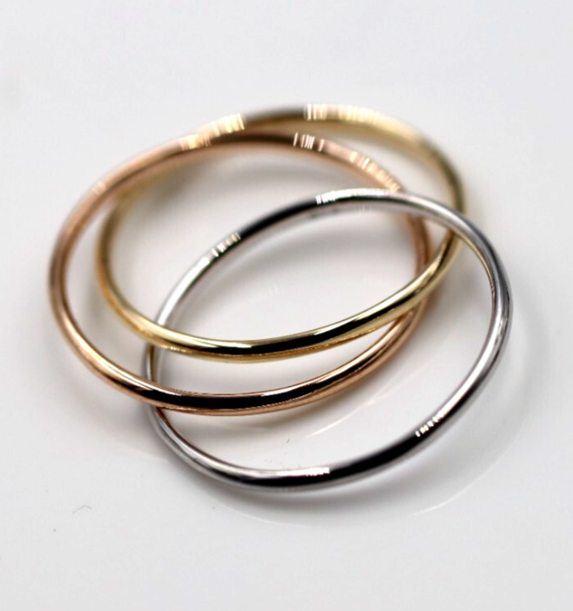 Size W Solid 1.5mm 9ct Yellow, White, Rose Gold Russian Wedding Ring Bands.