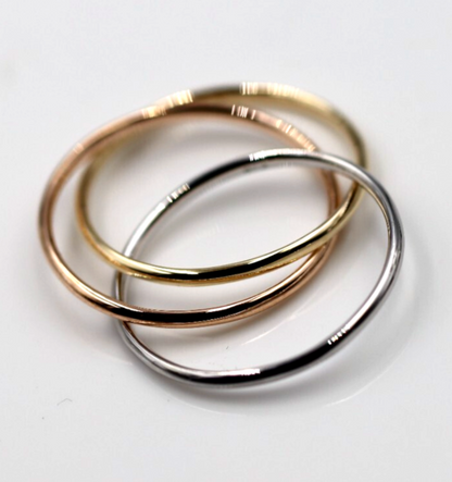 Size W Solid 1.5mm 9ct Yellow, White, Rose Gold Russian Wedding Ring Bands.