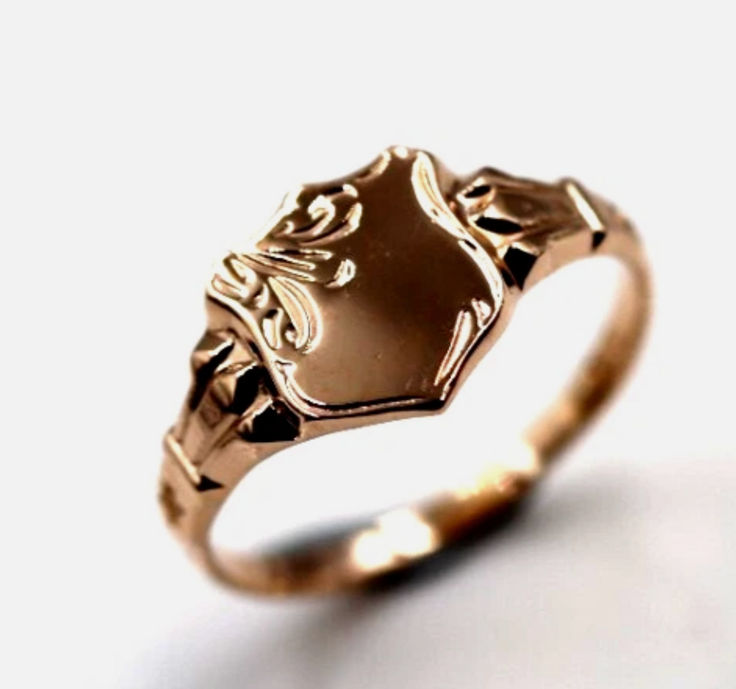 Size K, Kaedesigns New Childs Solid 9ct 9k Yellow, Rose or White Gold Shield Signet Ring