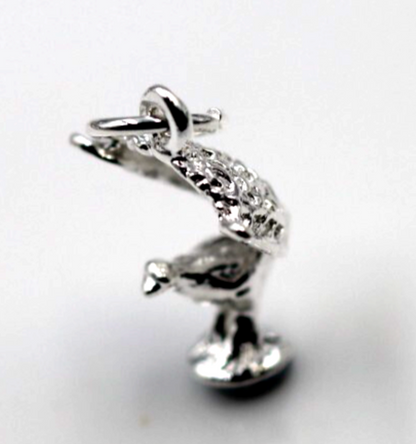 Sterling Silver 925 Light weight Lyrebird Lyre bird  +  jump ring