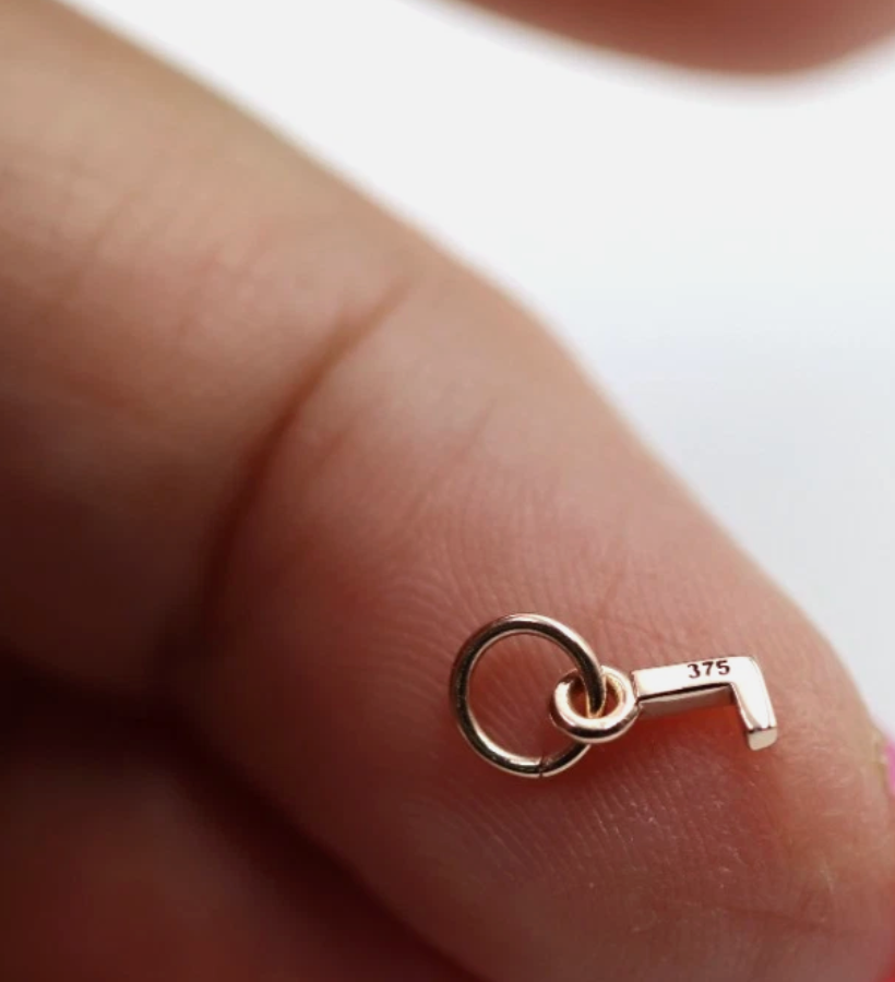 Genuine 9ct 9kt Genuine Very Small, Tiny Solid Yellow, Rose or White Gold Initial Pendant Charm L