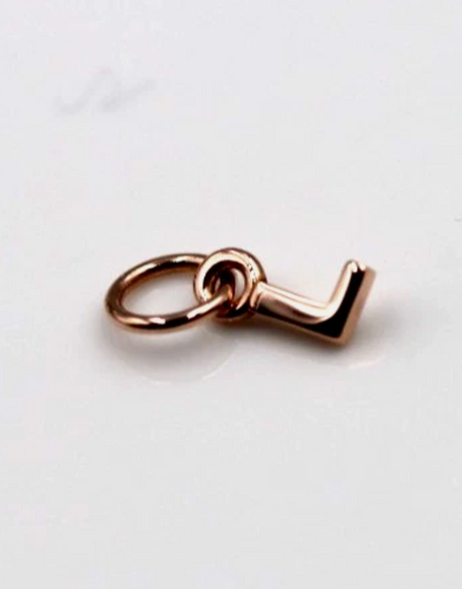 Genuine 9ct 9kt Genuine Very Small, Tiny Solid Yellow, Rose or White Gold Initial Pendant Charm L