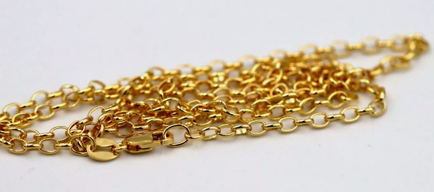 Genuine 9ct 9k Yellow Gold Oval Belcher Chain Necklace 55cm 5.7g