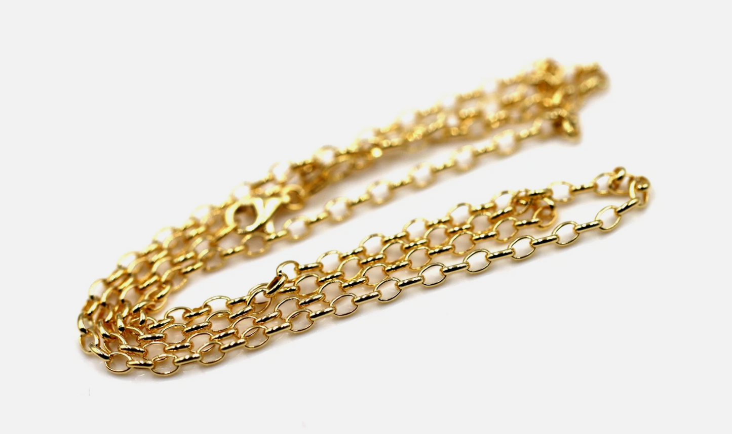 Genuine 9ct 9k Yellow Gold Oval Belcher Chain Necklace 55cm 5.7g