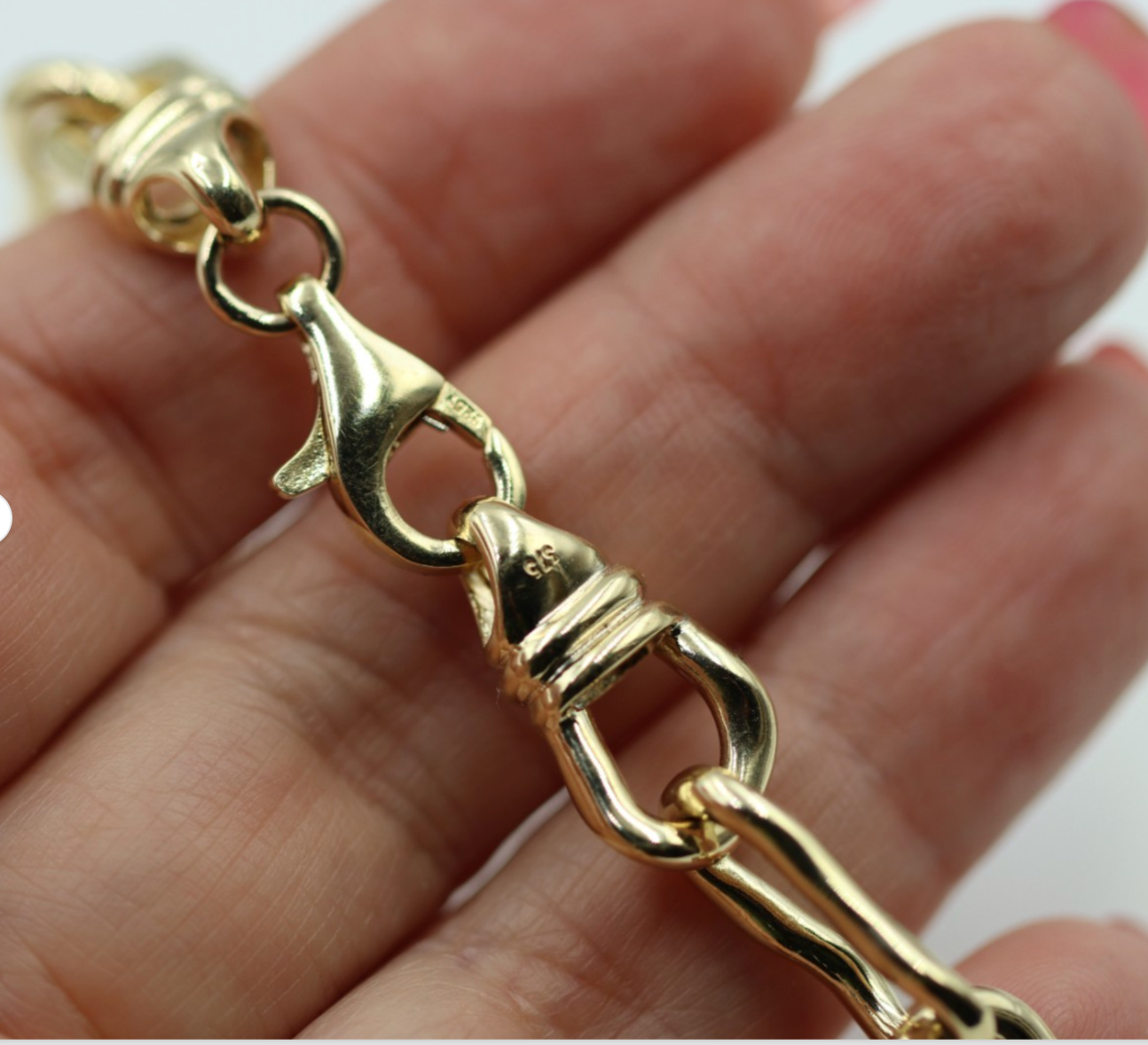 Genuine Solid 9ct 9K Yellow Gold Solid Baroque Pearl Heavy Bracelet 21.5cm