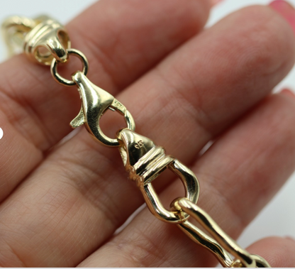 Genuine Solid 9ct 9K Yellow Gold Solid Baroque Pearl Heavy Bracelet 21.5cm