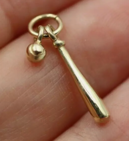 Kaedesigns, Genuine 9ct 9K 375 Yellow Gold Baseball Bat Charm or Pendant