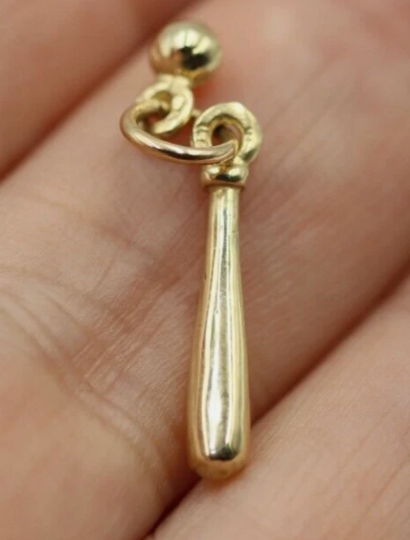 Kaedesigns, Genuine 9ct 9K 375 Yellow Gold Baseball Bat Charm or Pendant
