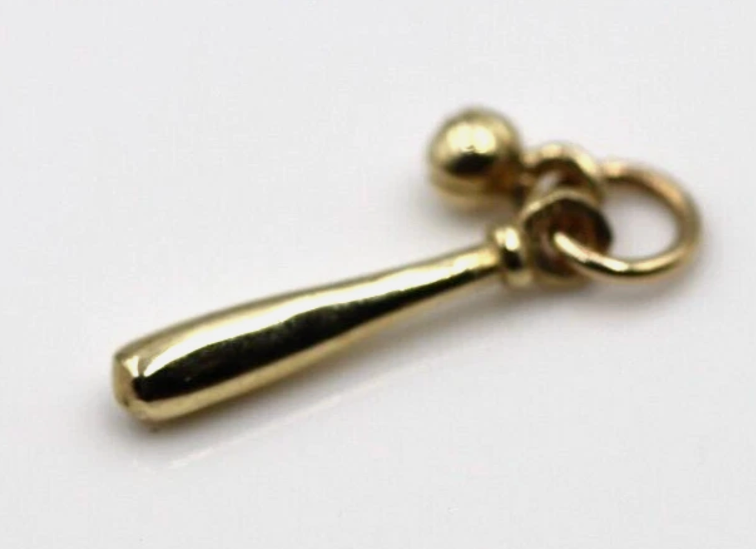 Kaedesigns, Genuine 9ct 9K 375 Yellow Gold Baseball Bat Charm or Pendant