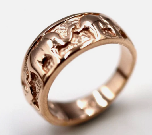 Size K Genuine New 9ct 9kt Full Solid Yellow, Rose or White Gold Lucky Elephant Ring 209