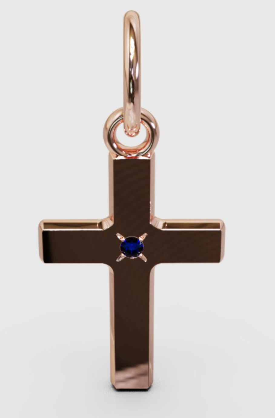 Genuine 9ct 9k Rose Gold Small Sapphire Cross Tiny Pendant / Charm