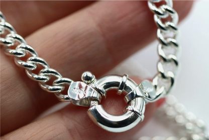 Heavy Sterling Silver 925 60cm Curb Kerb Chain Necklace 5.3mm + Bolt Ring