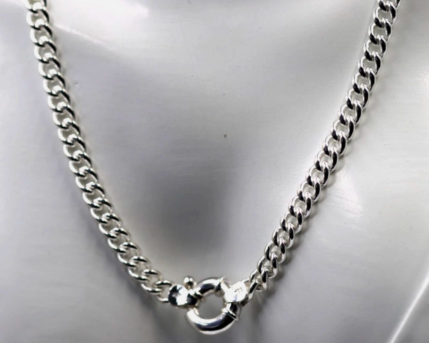 Heavy Sterling Silver 925 60cm Curb Kerb Chain Necklace 5.3mm + Bolt Ring