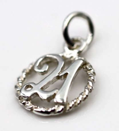 Kaedesigns New Genuine Sterling Silver 925 21st Pendant or Charm