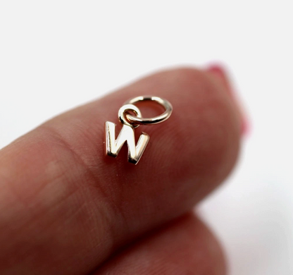 Genuine 9ct 9kt Genuine Tiny Very Small Yellow, Rose or White Gold Initial Pendant Charm W