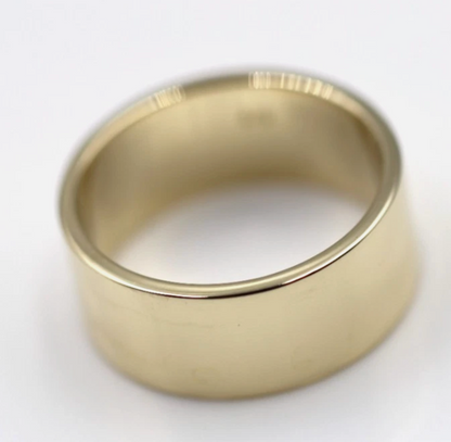 Size N Genuine Heavy New 9ct 9Kt Yellow, Rose or White Gold / 375, Full Solid 8mm Wide Band Ring