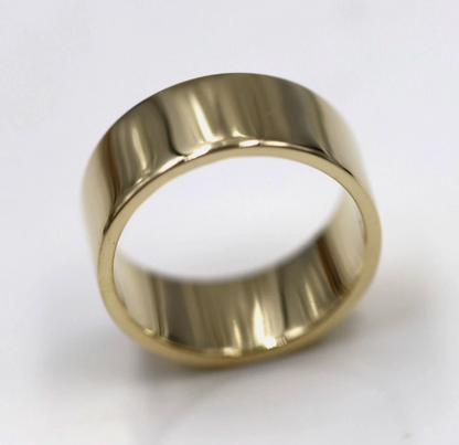 Size N Genuine Heavy New 9ct 9Kt Yellow, Rose or White Gold / 375, Full Solid 8mm Wide Band Ring