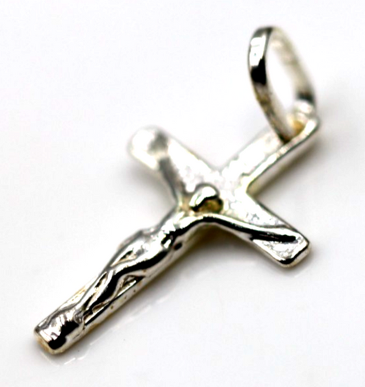 Small Crucifix Pendant Charm 925 Sterling Silver For Religious