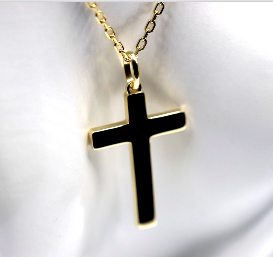 Genuine 750 18k 18ct Yellow Gold Diamond Cut Anchor 60cm + 18ct Cross Pendant