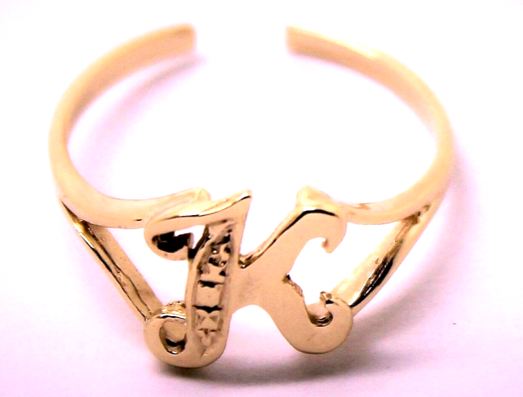 Genuine 9ct 9k Solid Yellow Or Rose Or White Gold 375 Initial Toe Ring K