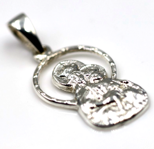 Sterling Silver 925 Modern Abstract Mary & Jesus Pendant