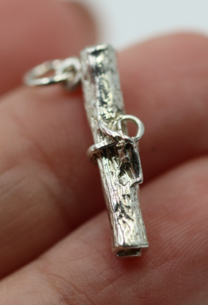 Genuine Sterling Silver 925 Graduation Diploma Charm / Pendant