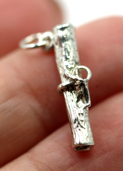 Genuine Sterling Silver 925 Graduation Diploma Charm / Pendant