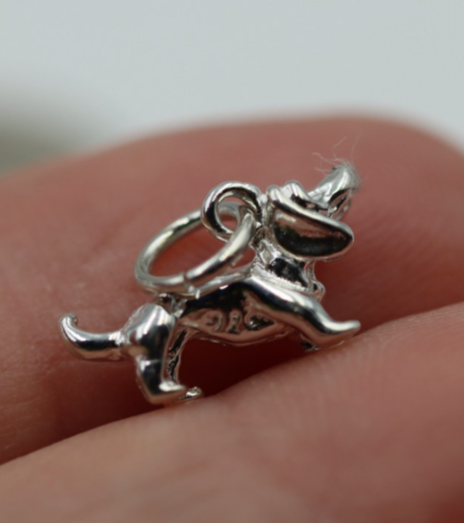 3D Small Genuine Sterling Silver 925 or 9ct Yellow Gold Daschound Sausage Dog Charm / Pendant