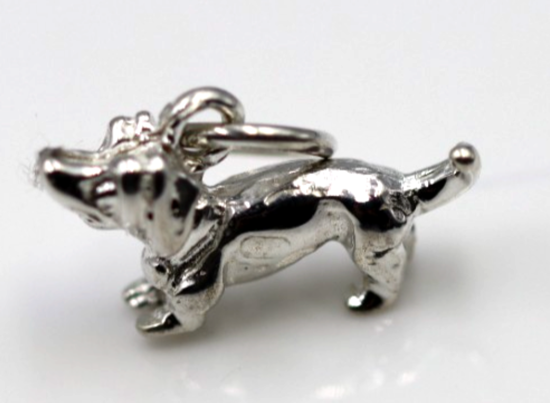 3D Small Genuine Sterling Silver 925 or 9ct Yellow Gold Daschound Sausage Dog Charm / Pendant