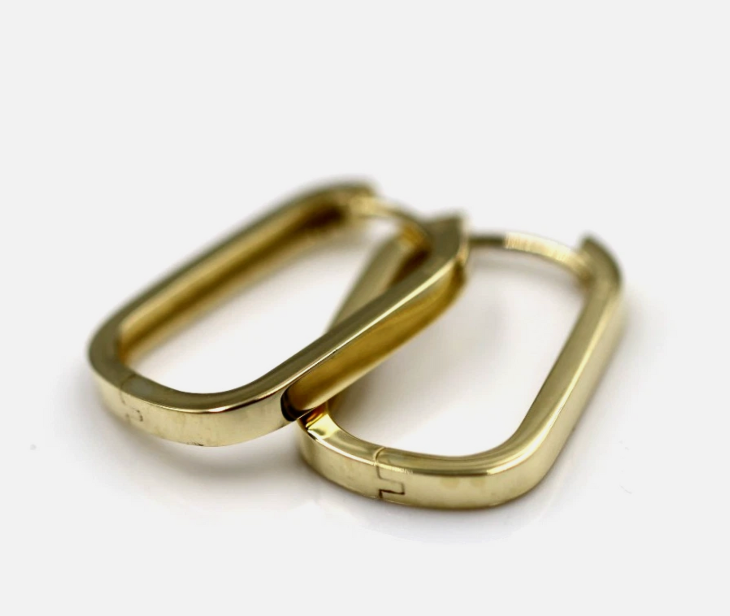 Genuine 9ct Solid Yellow, Rose or White Gold Rectangular Huggie Earrings