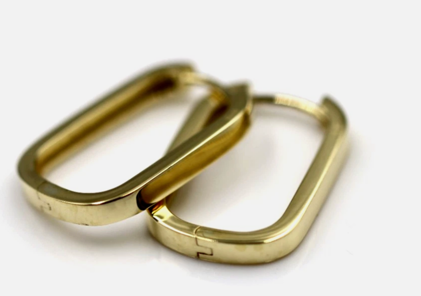 Genuine 9ct Solid Yellow, Rose or White Gold Rectangular Huggie Earrings