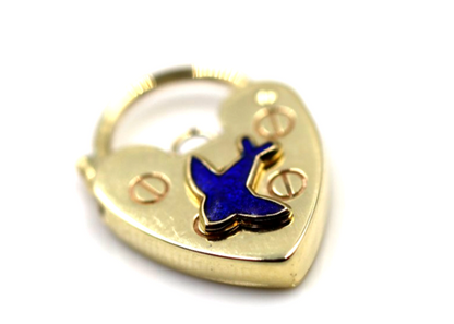 Genuine Bluebird 13.5mm 9ct 9K 375 Yellow or Rose Gold Heart Pendant Padlock