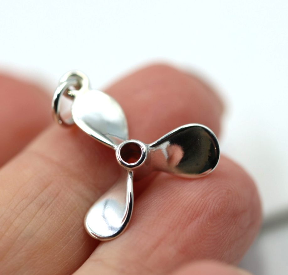 Genuine 9ct 9k 375 Yellow, Rose or White Gold 3D Boat Propellor Nautical Charm Pendant / Charm