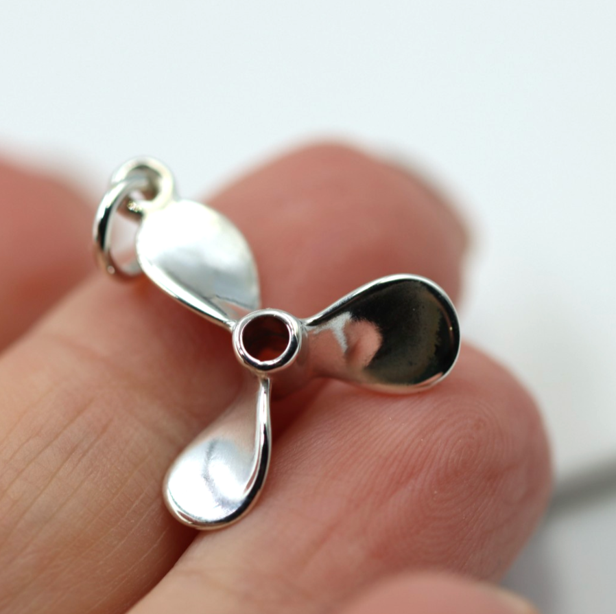 Genuine 9ct 9k 375 Yellow, Rose or White Gold 3D Boat Propellor Nautical Charm Pendant / Charm