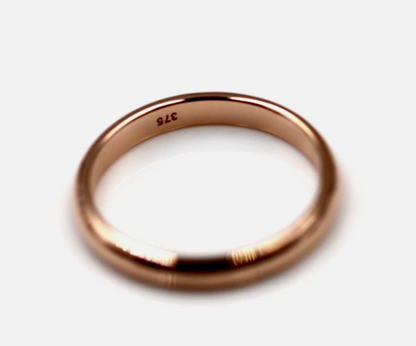 Genuine Solid 9ct Yellow, Rose or White Gold Wedding Band Ring 2.6mm