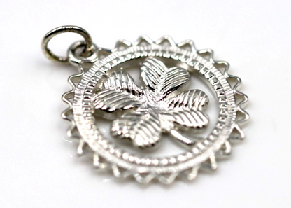 Genuine Sterling Silver 925 or Yellow or Rose Gold Plated Four Leaf Clover Pendant
