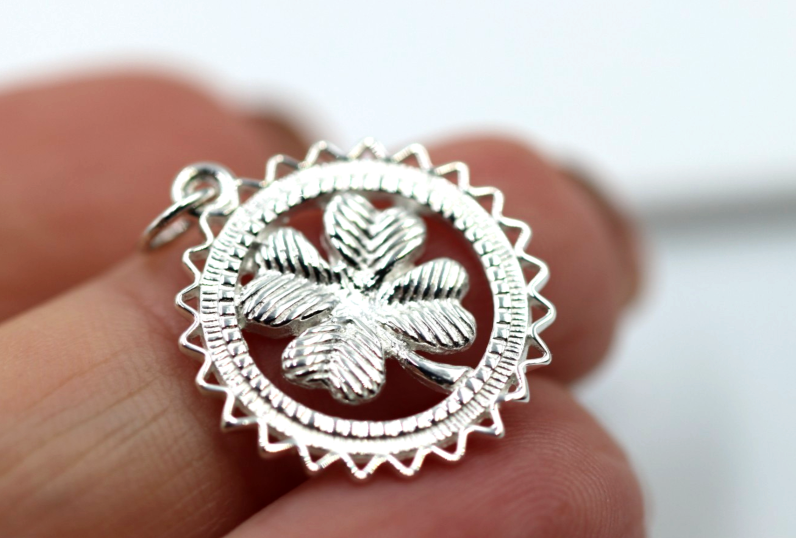 Genuine Sterling Silver 925 or Yellow or Rose Gold Plated Four Leaf Clover Pendant