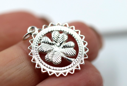 Genuine Sterling Silver 925 or Yellow or Rose Gold Plated Four Leaf Clover Pendant