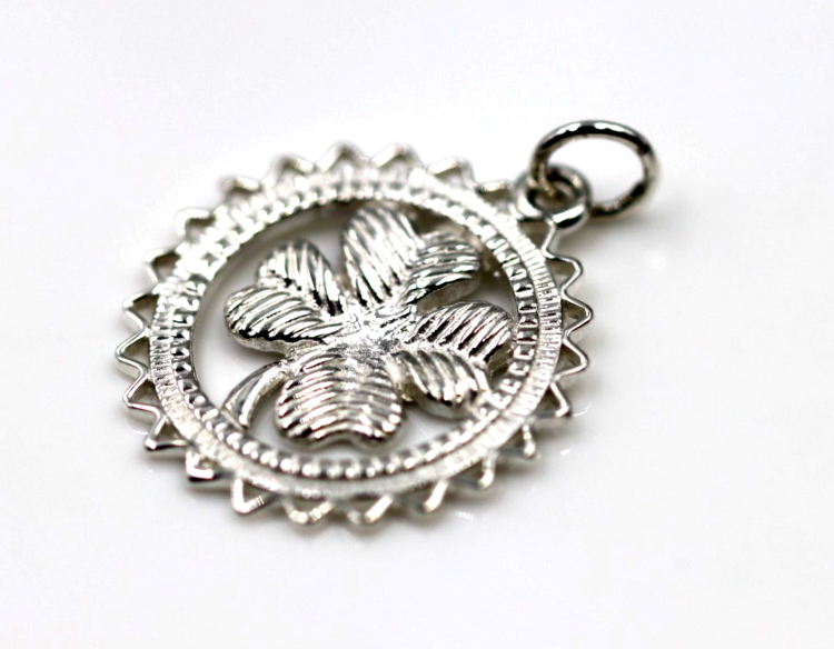 Genuine Sterling Silver 925 or Yellow or Rose Gold Plated Four Leaf Clover Pendant