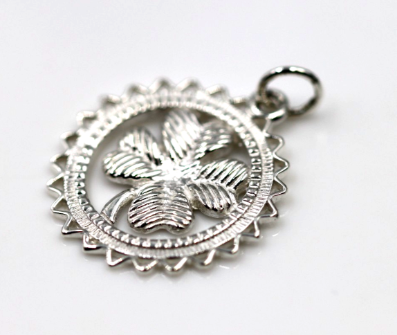 Genuine Sterling Silver 925 or Yellow or Rose Gold Plated Four Leaf Clover Pendant