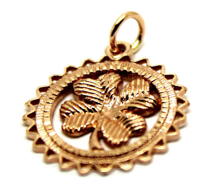 Genuine Sterling Silver 925 or Yellow or Rose Gold Plated Four Leaf Clover Pendant