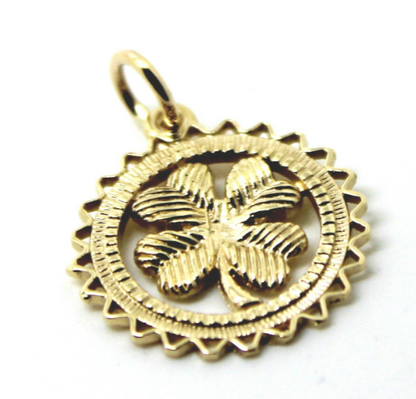 Genuine Sterling Silver 925 or Yellow or Rose Gold Plated Four Leaf Clover Pendant