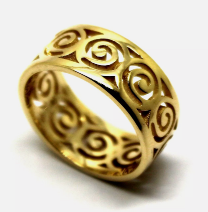 Kaedesigns New Solid Genuine 9ct Yellow, Rose or White Gold Swirl Surf Wave Ring