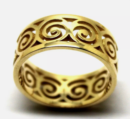 Kaedesigns New Solid Genuine 9ct Yellow, Rose or White Gold Swirl Surf Wave Ring