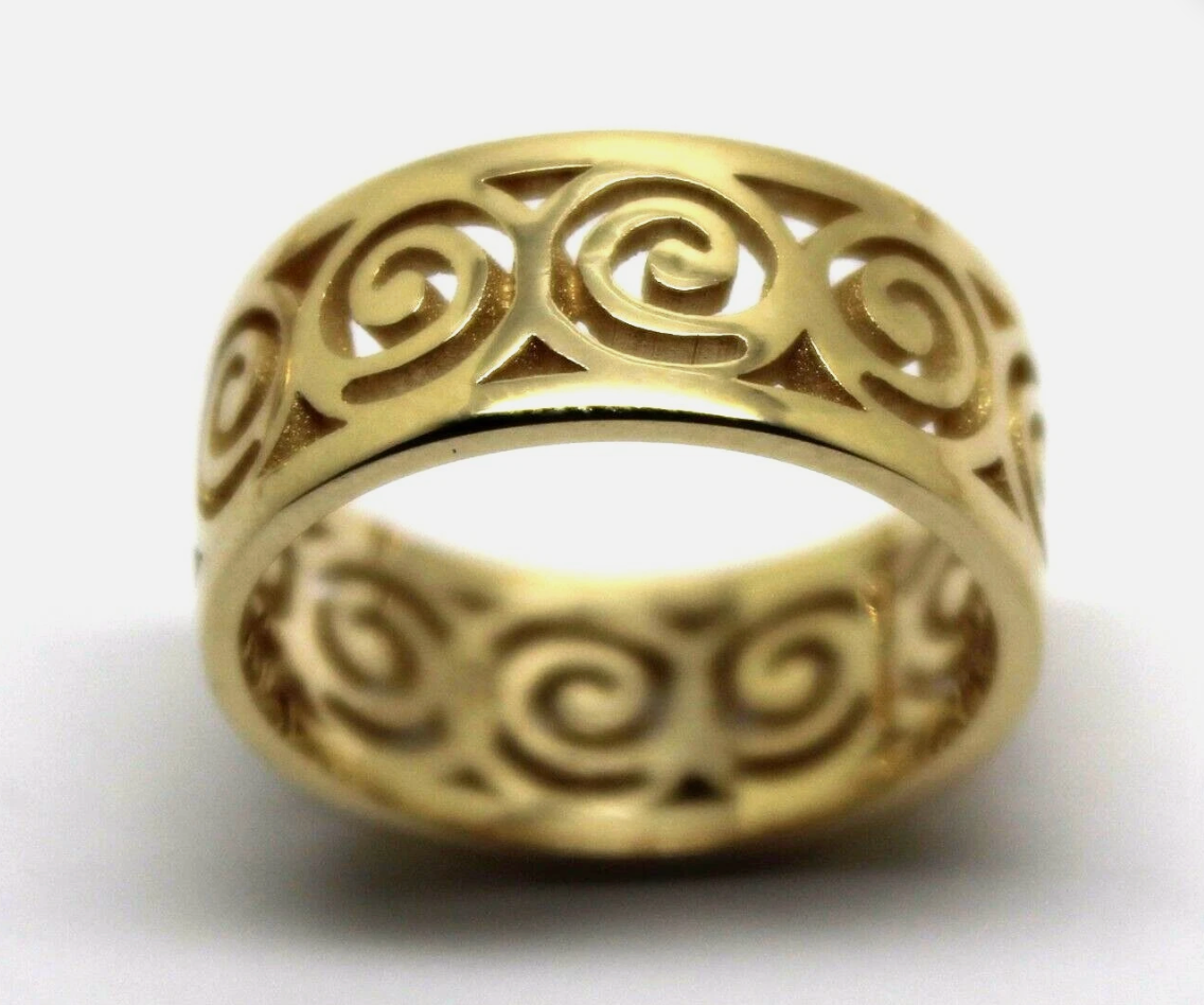 Kaedesigns New Solid Genuine 9ct Yellow, Rose or White Gold Swirl Surf Wave Ring