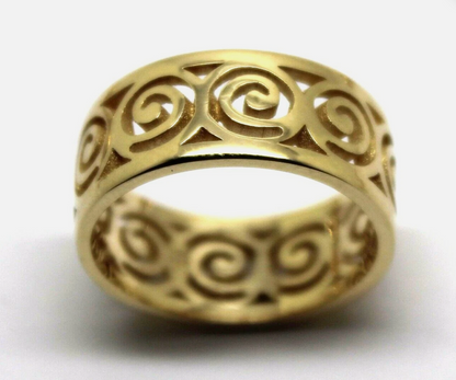 Kaedesigns New Solid Genuine 9ct Yellow, Rose or White Gold Swirl Surf Wave Ring