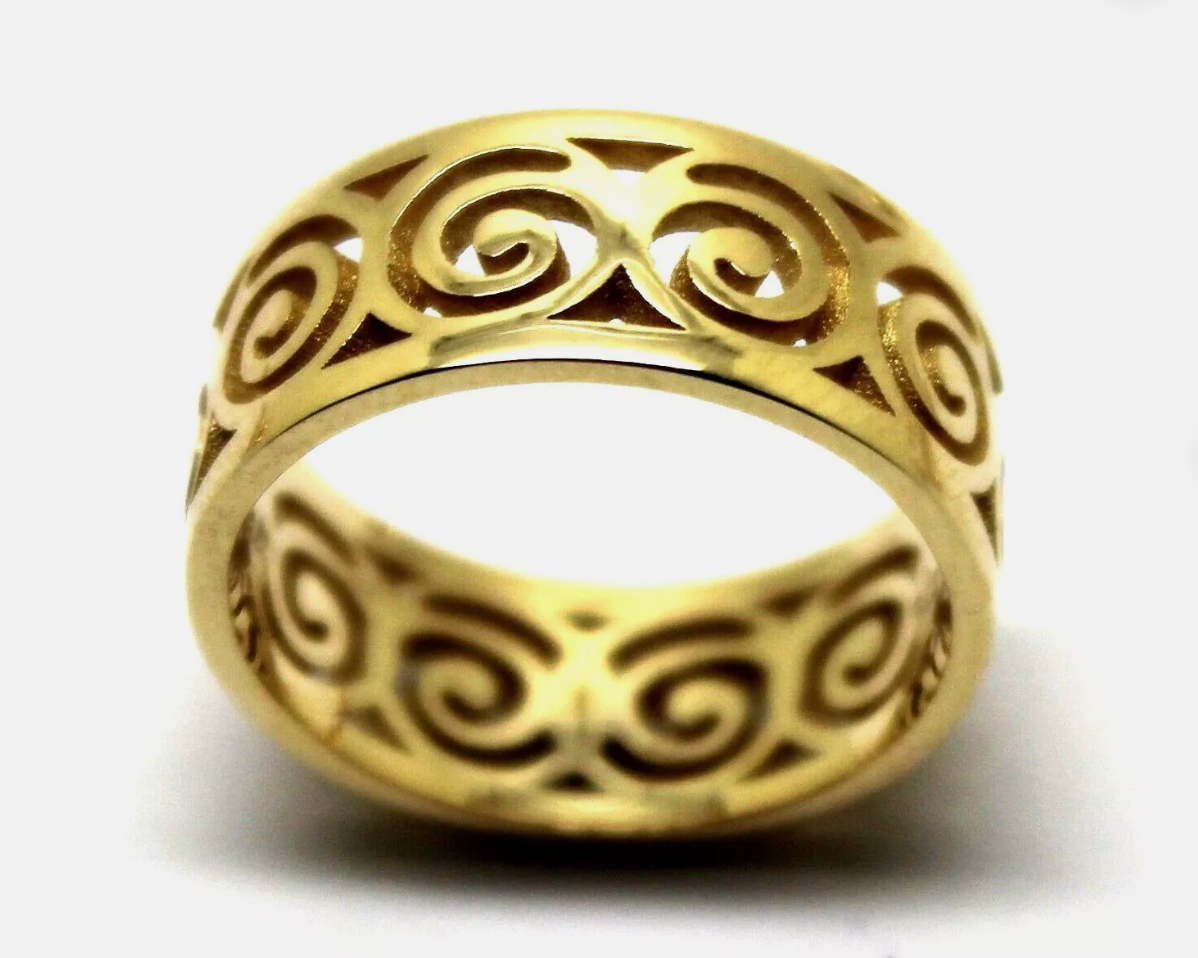 Kaedesigns New Solid Genuine 9ct Yellow, Rose or White Gold Swirl Surf Wave Ring